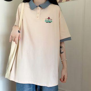 Short-sleeve Printed Oversize Polo Shirt