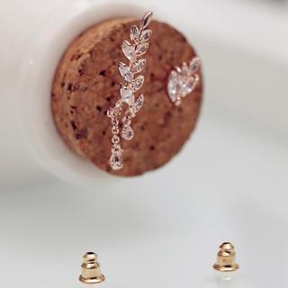 Rhinestone Leaf Earring