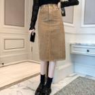 High-waist Corduroy Midi Pencil Skirt
