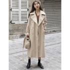 Raglan-sleeve Double-breasted Long Trench Coat