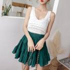 Pointelle Knit Tank Top / Tiered Chiffon Skirt
