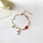 Rabbit & Heart Alloy Bracelet 1 Pc - Gold - One Size