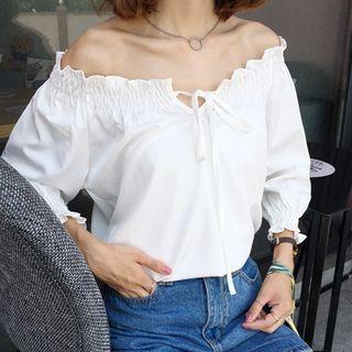 Tasseled Frill Trim Chiffon Top