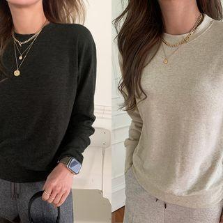 Crew-neck Wool Blend Sweatshirt