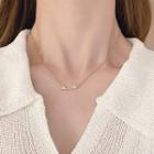 Fish Bone Pendant Stainless Steel Necklace 01 - Gold - One Size