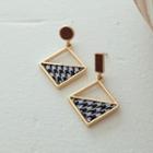 Non-matching Square Dangle Earring 1 Pair - S925 Silver Needle - As Shown In Figure - One Size
