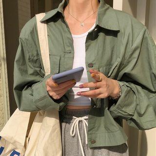 Cropped Buttoned Jacket As Shown In Figure - One Size