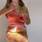 Halter-neck Ombre Knit Mini Dress
