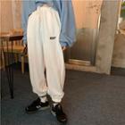 Elastic Waist Lettering Gather-cuff Sweatpants
