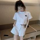 Cropped Pocket T-shirt / High-waist Wide Shorts