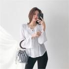 Tie-neck Bell-sleeve Peasant Blouse