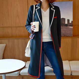 Contrast-trim Chesterfield Coat