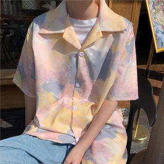 Oversized Printed Short-sleeve Shirt As Shown In Figure - One Size