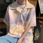 Oversized Printed Short-sleeve Shirt As Shown In Figure - One Size