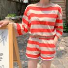 Set: Slit-side Boxy Stripe T-shirt + Shorts