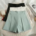 High-waist Wide-leg Pleated Shorts