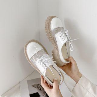 Mesh Panel Platform Block Heel Mules