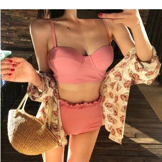 Set: Bikini Top + Frill-trim Bottom