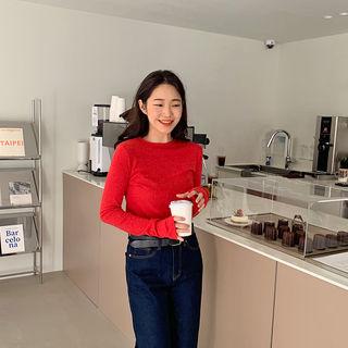 Fitted Woolen Knit Top (5 Colors)