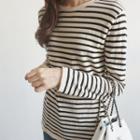 Stripe Round-neck Knit Top