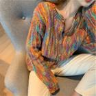 Multi-color Knit Cardigan As Shown In Figure - One Size