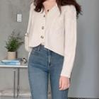 Cropped Cable Knit Cardigan Almond - One Size