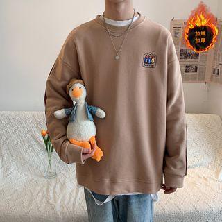 Color Block Embroidered Fleece Sweatshirt