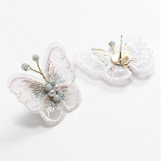 Beaded Butterfly Drop Earring 1 Pair - Butterfly - Green - One Size