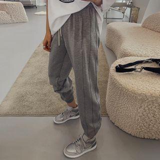 Drawstring-waist Seam-trim Jogger Pants