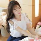 Cold Shoulder Short-sleeve Chiffon