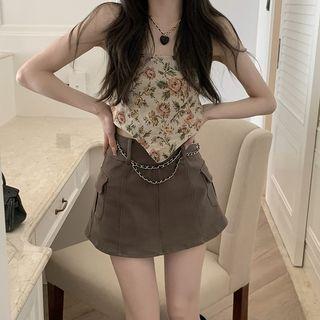 Floral Print Camisole Top + A-line Mini Skirt
