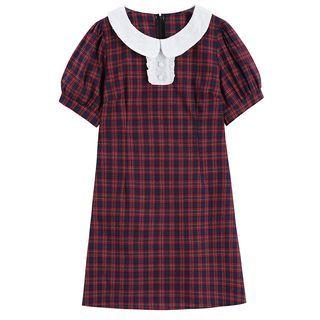 Plaid Mini A-line Dress Plaid - Red - One Size