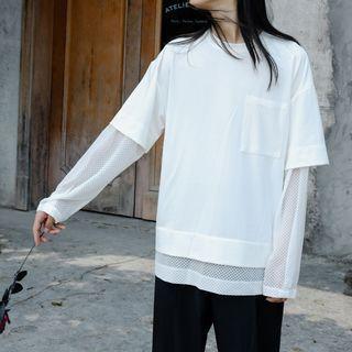 Mesh Panel Mock Two Piece T-shirt