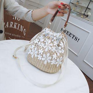 Crochet Lace Straw Bucket Bag