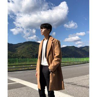 Single-breasted Colored Wool Blend Coat