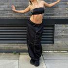 Low-rise Contrast Stitch Maxi Cargo Skirt