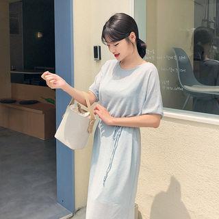 Long Crepe Dress With Sash