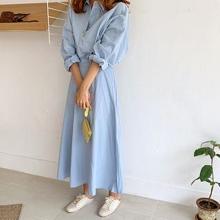 Gathered Shirtwaist Maxi Dress