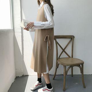 Plain Loose-fit Tank Dress / Plain Long-sleeve Shirtdress