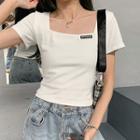 Short-sleeve Square-neck Lettering T-shirt