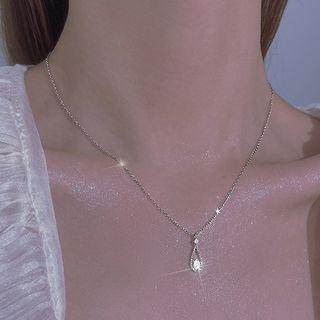 Cz Water Drop Necklace Silver - One Size