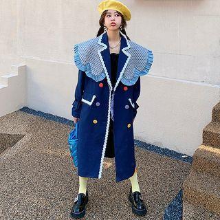 Ruffle Trim Contrast Panel Coat