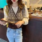 Puff-sleeve Blouse / Double Breasted Vest