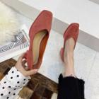 Plain Faux Suede Block Heel Pumps