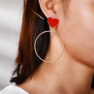 Heart Earring 8185 - 1 Pair - Gold - One Size