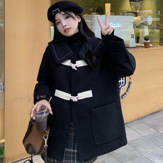 Sailor-collar Toggle-button Woolen Coat