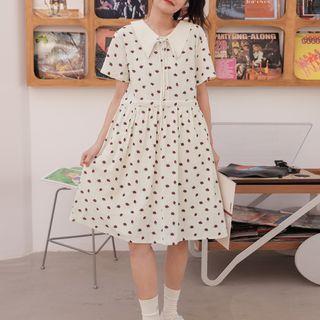 Strawberry Print Midi A-line Dress