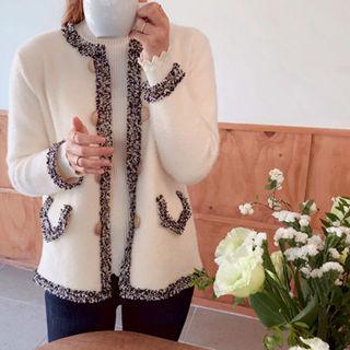 Round-neck Tweed-detail Jacket