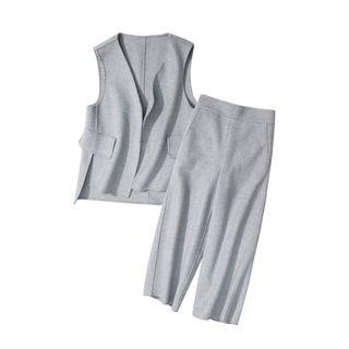 Open Front Vest / Wide-leg Pants