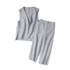 Open Front Vest / Wide-leg Pants